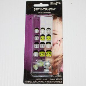 Fing'rs Halloween 20 Stick on Nails for Little Fingers Dracula Frankenstein NEW